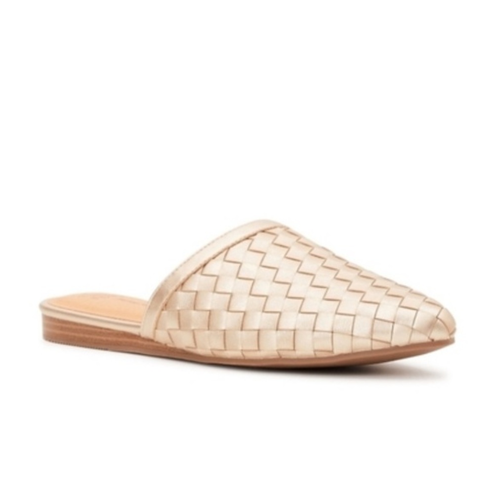 New Time & Tru Women’s Gold Woven Memory Foam Mule Sandals Size 6 NWT